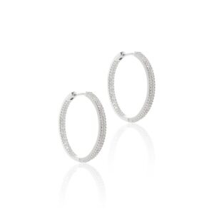 Brinco Argola Inteira Zircônia Branca Oval Prata 925